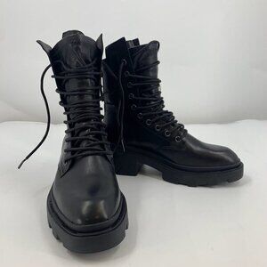 ASH Women's Madness Leather Military Rear Zip Heeled Combat Boots Size 6 NWOB‎